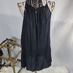 Luxury Vix Paula Hermanny Beaded Black Gathered Halter Style Chic Cover~up